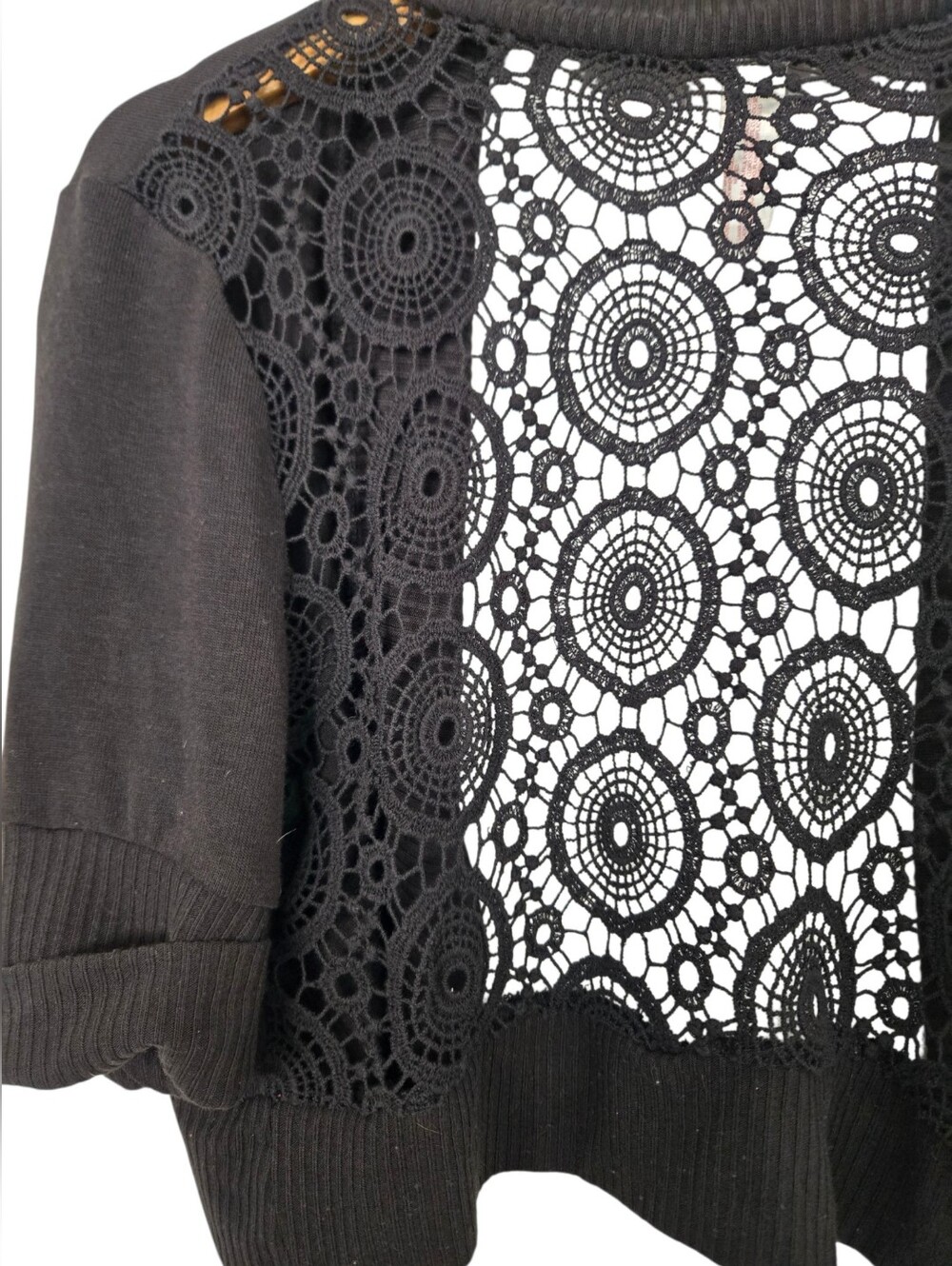 🖤 No Boundaries Black Crochet Lace Open Front Cropped Cardigan Xxl - Picture 4 of 6